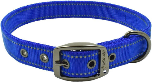 Max and Neo MAX Reflective Metal Buckle Dog Collar, Medium, Blue - We Donate a Collar to Dog Rescue