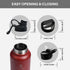 Insulated Sports Water Bottle with Straw Lid, 3 Lids, 40 Oz, Brick Red, Dishwasher Safe & BPA Free