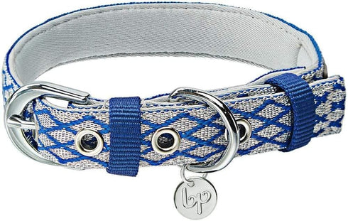 Blueberry Pet Diamond Pattern Adjustable Neoprene Padded Dog Collar - Royal Blue, Neck 17-20.5", for Large Breed
