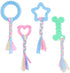 Puppy Teething Chew Toys, 4 Pcs with Interactive Cotton Ropes for Small Dogs, Rubber Chew Toys for Oral Teeth Soothe