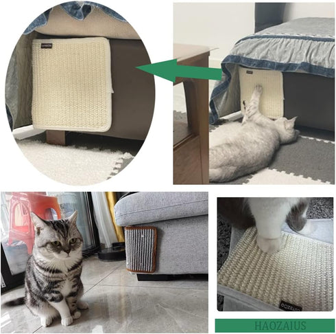 Cat Scratching Pad, Natural Sisal Mat for Sofa Bed Protector, Heavy Duty Scratch Pad for Grinding Claws, Easy