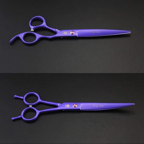 Purple Dragon 7.0 inch Rhinestone Decoration Pet Grooming Scissors - 3PCS Dog Hair Cutting & Thinning Shears Set
