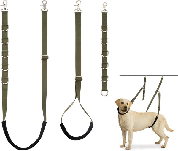 Adjustable Dog Grooming Belly Straps, No Sit Haunch Holder Grooming Restraint for Pet Bathing and Grooming (Army Green)