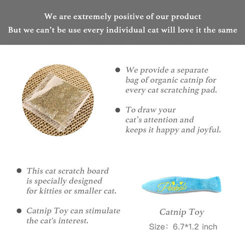 Cat Scratcher Cardboard Reversible Pad, Kitty Corrugated Scratching Bed with Catnip Included (1 Pack)