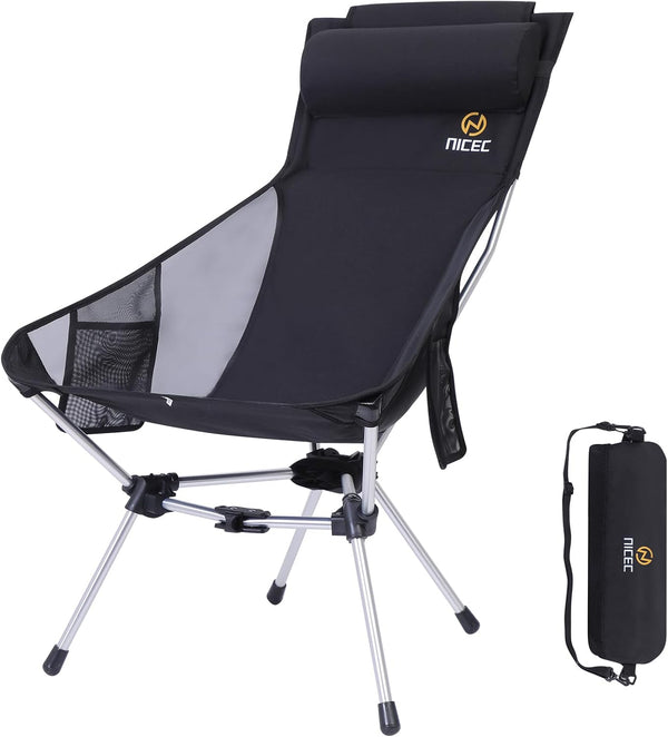 Nice C Ultralight High Back Folding Camping Chair, Collapsible Backpacking Chair, Compact