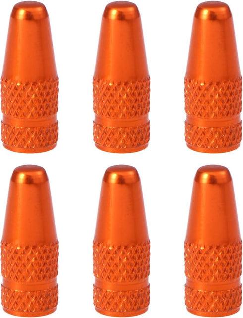 VORCOOL 6pcs Bike Valve Caps, Aluminum Alloy French Style Bicycle Tire Valve Dust Covers in Orange