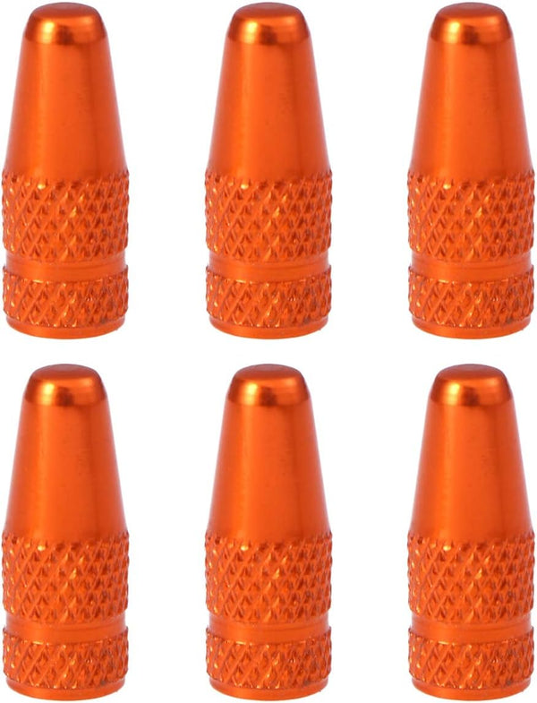 VORCOOL 6pcs Bike Valve Caps, Aluminum Alloy French Style Bicycle Tire Valve Dust Covers in Orange