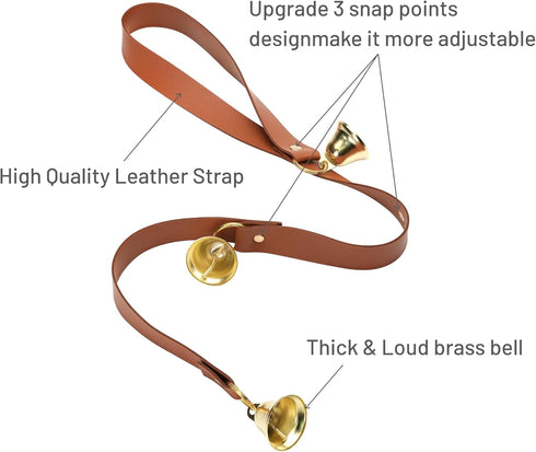 BOUYOTA Dog Door Bells for Potty Training, Big Brass Puppy Housebreaking Bell with Leather Strap, Train Your Dog