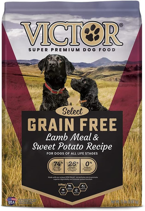 Victor Super Premium Dog Food – Grain Free Lamb Meal & Sweet Potato Recipe, 15 lb