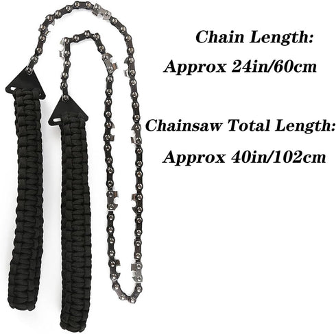 Pocket Chainsaw with Paracord Handle, 24inch Rope Saw for Emergency Outdoor Survival Gear