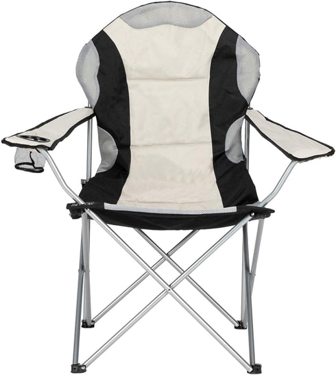 Kcelarec Portable Folding Camping Chair with Arm Rest Cup Holder and Carrying and Storage Bag (Medium-Grey&Black)
