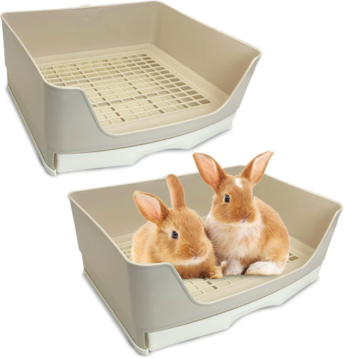 kathson 2PCS Large Rabbit Litter Box Trainer, Potty Corner Toilet with Drawer