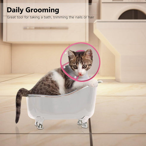 Cat Cone Collar, Recovery Elizabethan E-Collar for Kitten Puppy Dog, Clear Soft Neck, Not Block Vision, M in Rose