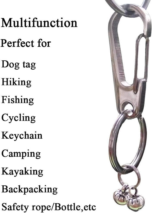 IVIA Dog Tag Clips, 2 Pack, 304 Stainless Steel Quick Clip with Rings for Small Pet Collars and Harnesses