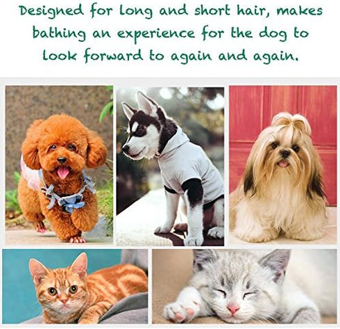 Pet Silicone Shampoo Brush for Long & Short Hair Dogs and Cats, Shower Wash Curry Brush (Green)