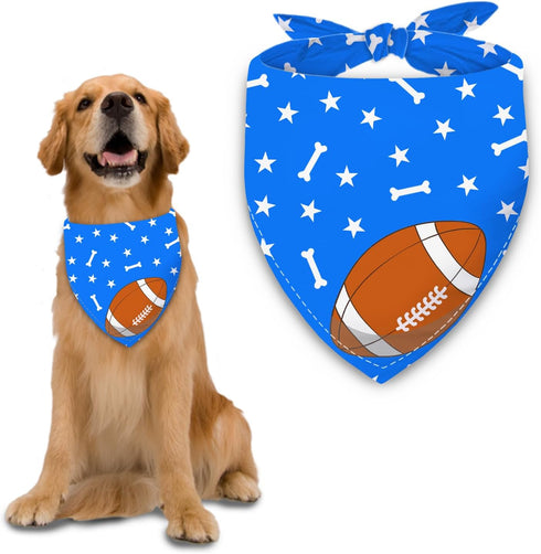 Football Dog Bandana Boy Girl Pets Bibs Scarf Triangle Adjustable Handkerchief,Holiday Bandanas