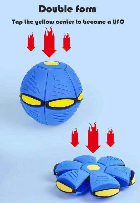 Interactive Flying Saucer Ball Dog Toy, Portable Outdoor Yard Toy, Perfect Doggy Disc Ball (Red)