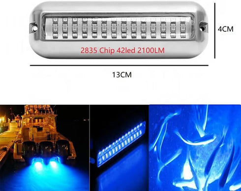 2pcs 42LEDs Sailboat Waterproof Marine Boat Lights, Stainless Steel Underwater Lighting Boat Transom Navigation Drain