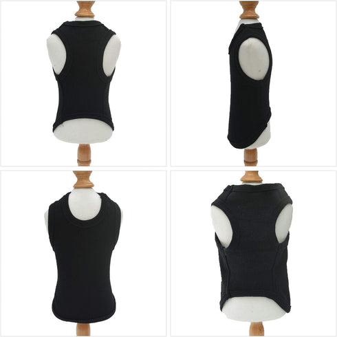 Lovelonglong 2019 Summer Pet Clothing, Dog Clothes Blank T-Shirts, Ribbed Tanks for Bulldog Pit Bull, 100% Cotton Black