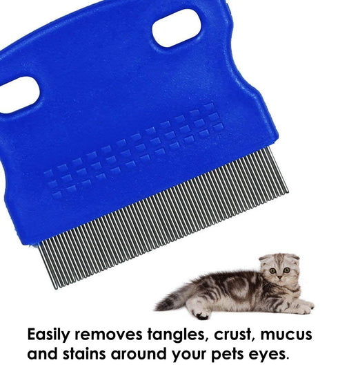 Patty Both Pet Lice & Flea Removal Comb/Brush, Stainless Steel Teeth, Sturdy Plastic Handle for Easy Cleaning (Blue)