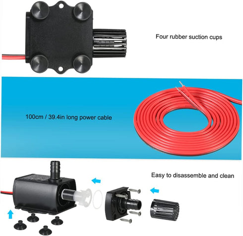 Decdeal Water Pump Aquarium - Submersible Mini Quiet Pump for Pond Fish Tank, 280L/H, DC 12V 5W