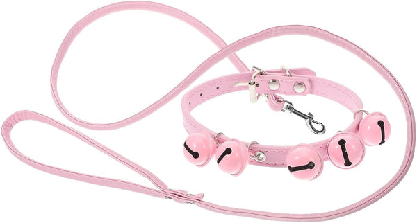 Pet Collar and Leash Combo with Jingle Bell Dog Collar and Pulling Leash Rope Strap for Outdoor Daily Use