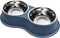 Double Dog Bowls, Stainless Steel Water and Food Bowls with Non-Slip Resin Station for Medium Dogs and Cats