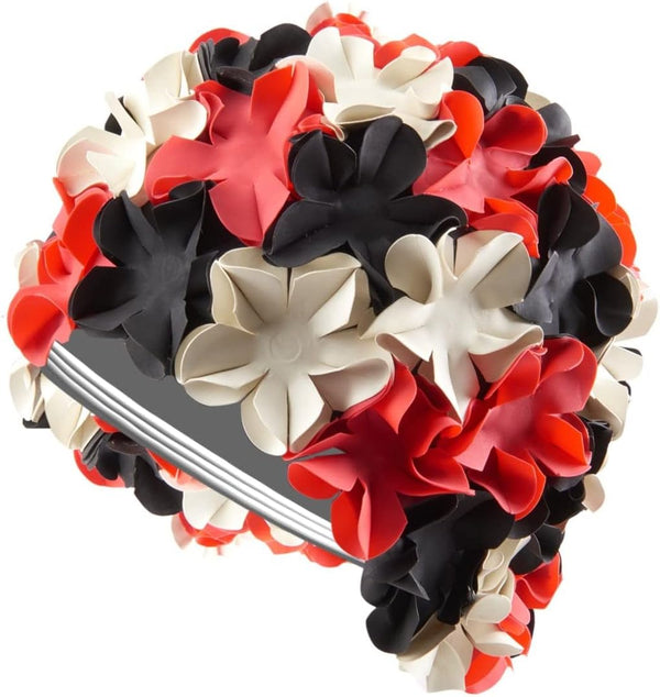Sporti Flower Swim Cap for Women - Stylish Heavy-Duty Rubber Hair Protection for Water Enthusiasts