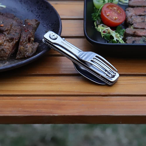 ROXON C1 3 in 1 Camping Utensils - Detachable Knife, Spoon, Fork for Outdoor Camping, Hiking