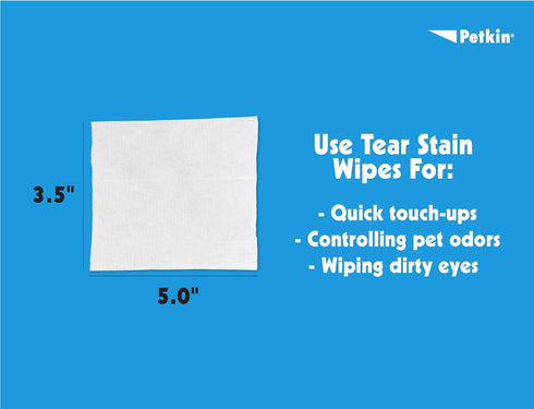 Petkin Pet Eye Wipes - 30 Moist Wipes for Gentle Eye Cleaning, Remove Dirt, Discharge & Tear Stains for Dogs & Cats