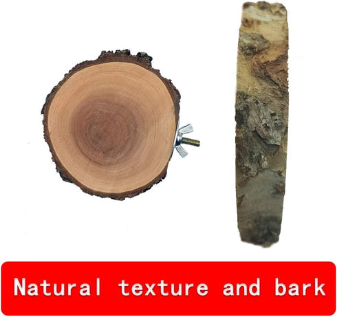 Hamiledyi Perch Platform for Bird Cage, Natural Round Wooden Stand Toy for Canary Parakeet Cockatiel (3 Pcs)