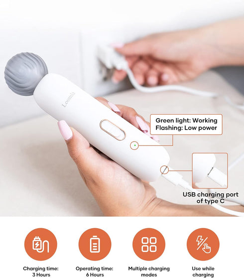 Loomla Upgraded Dog Nail Grinder - Professional 2 Speed Trimmers, USB Rechargeable, Low Noise, White