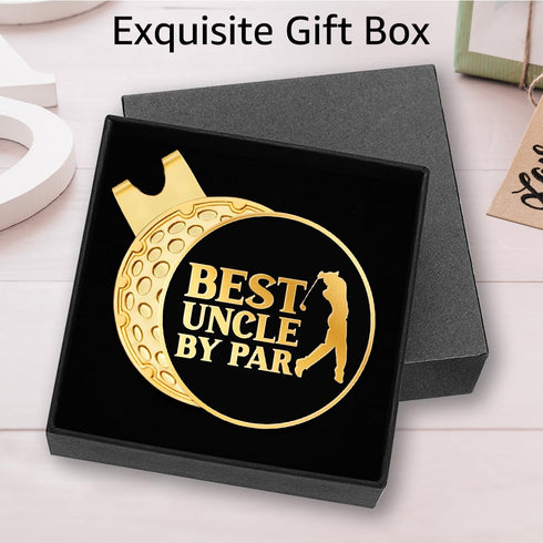 Hafhue Best Uncle by Par Black Gold Golf Ball Marker with Magnetic Hat Clip, Funny Golf Gifts for Uncle, Birthday