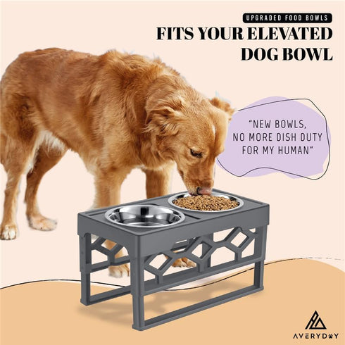 25oz Stainless Steel Dog Bowls Set 2 Pack for Replacement Dog Bowl for Stand, 3.1 Cups Metal Dog Bowls with 1.89 inch Deep, Dog Water Bowl for Raised Feeder with Opening 6.34-6.8 inch