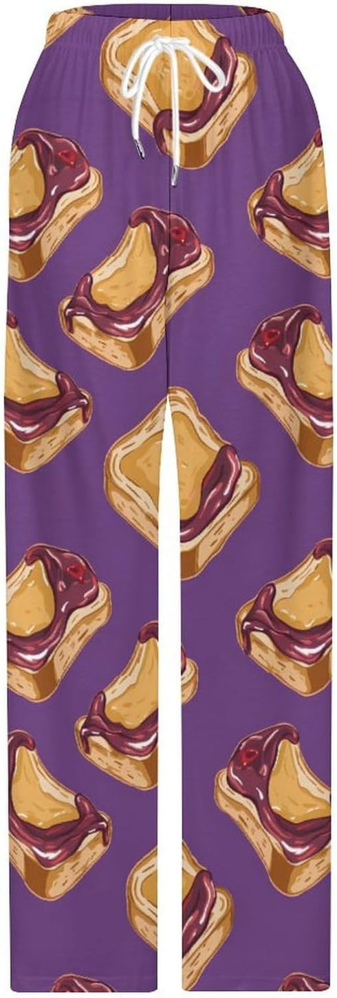 Generic Peanut Butter Jelly Breakfast Funny Pajama Bottoms Soft Lounge Pants Loose Fit Sleepwear for Men Women