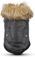 LESYPET Dog Leather Jacket for Small Dogs - Puppy Coat Double Layer with Warm Fleece Lined, Black