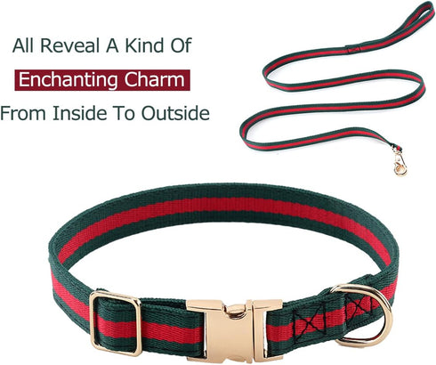 Elegant Dog collar and Leash, Durable Soft Pet Collars Leashes,Luxury Dog Collars and Dog Leashes Set Packing Gift for Puppy Small Dogs