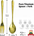 Set, TiTo Titanium Cutlery Lightweight Pure Titanium Fork & Spoon, Portable Reusable Flatware for Home, Restaurant