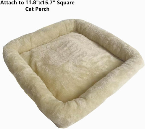 Cat Tree Tower Accessories Replacement Parts Top Cushion Cover Bed for Cat Perch with Elastic Band (11.8" x 15.7", Beige)