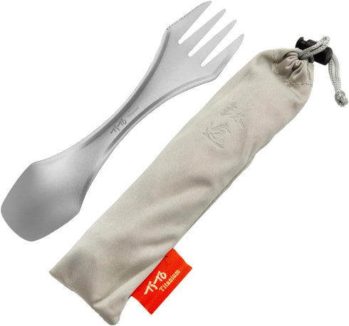 TiTo Titanium Spork, 3-in-1 Spoon, Fork, Knife Lightweight Camping Utensil, Eco-Friendly Flatware for Outdoor Travel