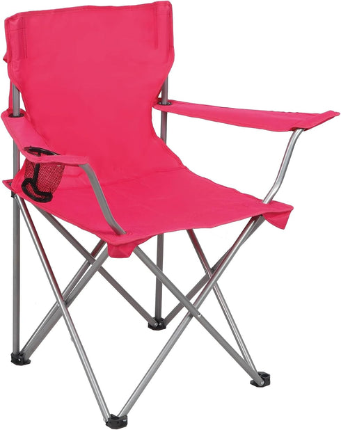 Generic 250 lbs Folding Camp Chair, Quad Fold with Cup Holder Steel Frame Capacity for Camping, Tailgating, Outdoor