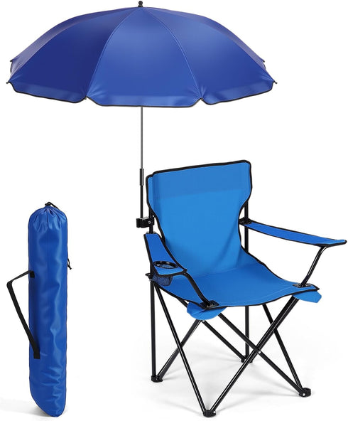 Yuntau 1 Set Beach Chair with Umbrella Foldable Camping Chair Fold up Umbrella