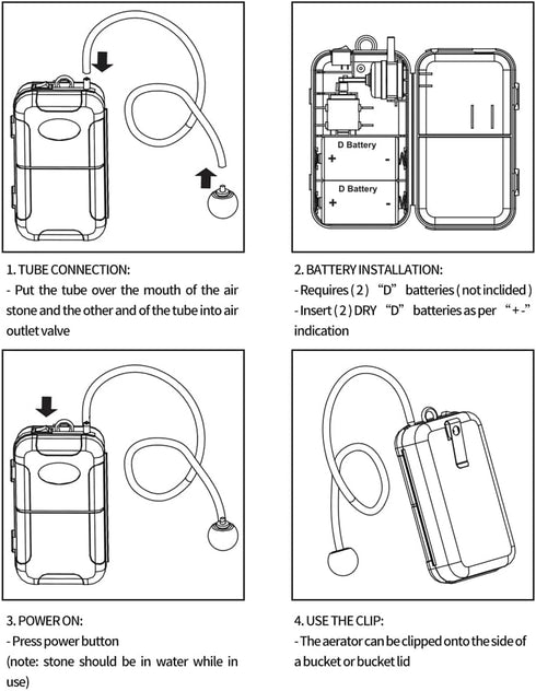 Portable Air Pump - Aquarium Aeration for Up to 6 Gallons, Fish Tank Air Bubble Aerator for Fishing and More