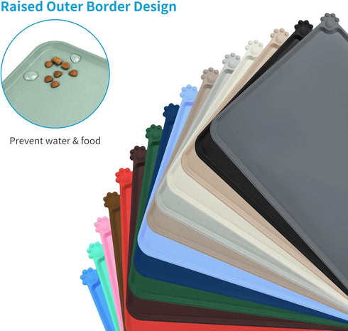 AUDWUD Silicone Waterproof Pet Feeding Mat - Anti-Slip Dog Bowl Pad