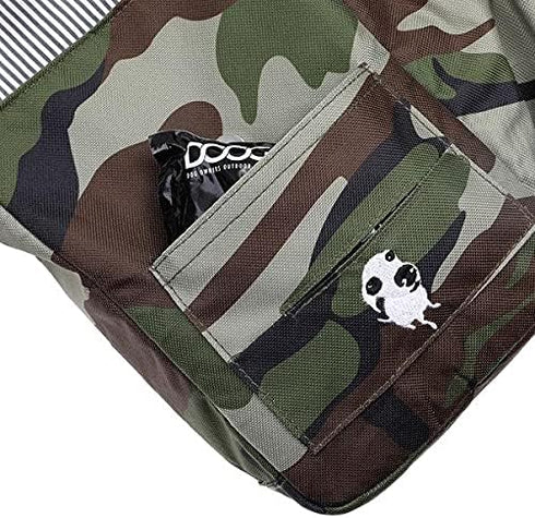 DOOG Walkie Bag, Adjustable Shoulder Bag with Poo Bag and Water Bottle Compartments | Camo