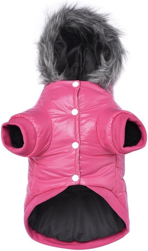 LESYPET Warm Dog Coats for Small Dogs, Waterproof Puffer Jacket, Extra Warm Winter Coat, Pink L
