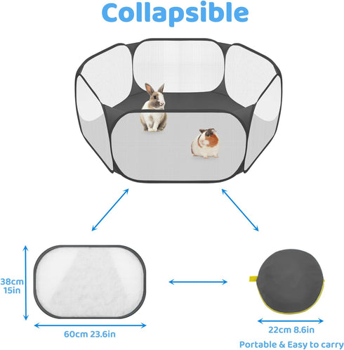 Small Animals C&C Cage Tent Breathable Transparent Pet Playpen Outdoor/Indoor Exercise Fence