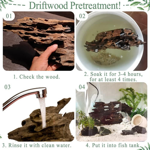 Hamiledyi Natural Driftwood Log Habitat Decorations, Sinkable Reptile Wood Branches for Aquarium Decor