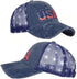 Patriotic USA Baseball Caps - Woman Man Washed Worn Out Mesh Sun Hat for 4th July (Size M)