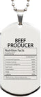 DesiDD Funny Beef Producer Gifts - Nutrition Facts Dog Tag Necklace for Cattle